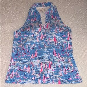 Lilly Pulitzer Luxletic Lakelyn Bra Polo Top UPF 50+